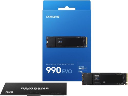 Твердотельный накопитель Samsung 990 EVO NVMe M.2 SSD 1TB, PCIe Gen 4x4 (MZ-V9E1T0B) Твердотельный накопитель Samsung 990 EVO NVMe M.2 SSD 1TB, PCIe Gen 4x4 (MZ-V9E1T0B)
