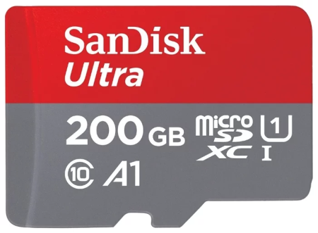 Карта памяти SanDisk Ultra microSDXC Class 10 UHS Class 1 A1 100MB/s 200GB + SD adapter