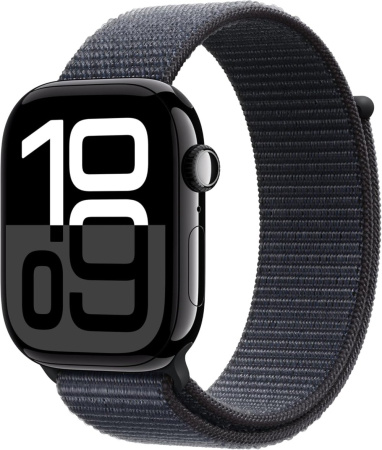Часы Apple Watch Series 10 46mm Jet Black Aluminium Case with Ink Sport Loop (MWWR3)
