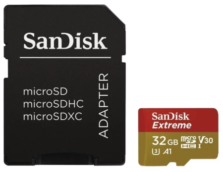 Карта памяти SanDisk Extreme microSDHC Class 10 UHS Class 3 V30 A1 100MB/s 32GB + SD adapter