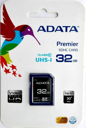 Карта памяти ADATA Premier SDHC Class 10 UHS-I 50MB/s 32GB + SD adapter
