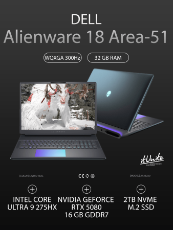 Ноутбук Dell Alienware 18 Area-51 AA18250 (Ultra 9 275HX 2.7GHz/300Hz/2560x1600/32GB/2TB SSD/RTX 5080 16GB/Win 11)