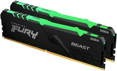 Оперативная память Kingston DDR4 64Gb (2x32Gb) 3000 MHz pc-24000 FURY Beast RGB Black (KF430C16BBAK2/64)