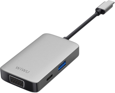 Хаб WIWU Alpha 5 в 1 513HVP USB Type C (Серый)