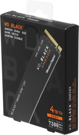 Твердотельный накопитель WD Black 4TB SN850X SSD NVMe M.2 2280, Gen4x4  PCIe (WDS400T2X0E)