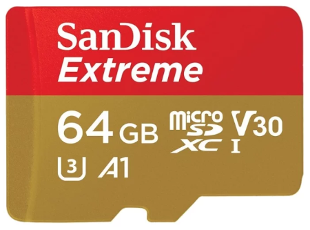 Карта памяти SanDisk Extreme microSDXC Class 10 UHS Class 3 V30 A1 100MB/s 64Gb