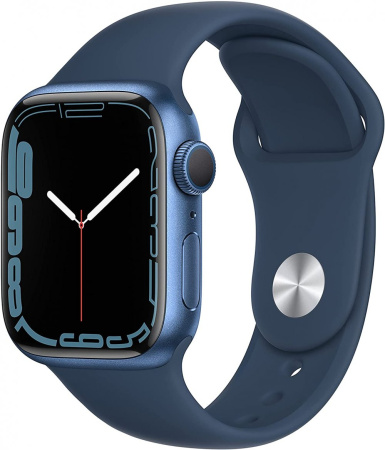 Часы Apple Watch Series 7 GPS 41mm Aluminum Case with Sport Band (Синий / Синий омут) MKN13