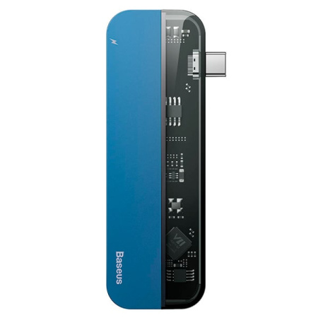USB-концентратор Baseus Transparent Series Type-C Multifunctional HUB Adapter (CAHUB-TD03) (Синий)