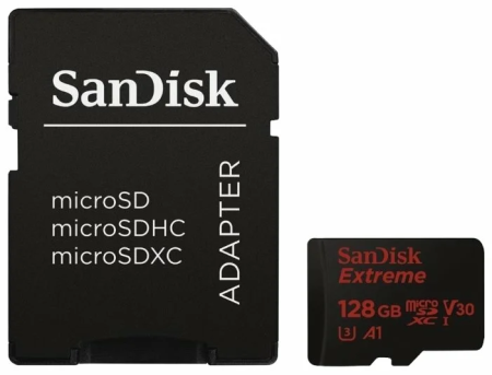 Карта памяти SanDisk Extreme microSDXC Class 10 UHS Class 3 V30 A1 100MB/s 128GB