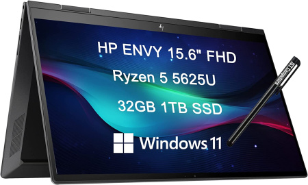 Ноутбук HP ENVY x360 15-ey0013 (AMD Ryzen 7 5625U 2.3GHz/15.6"/1920x1080/32Gb/1TB SSD/AMD Radeon Graphics/Windows 11 Home)