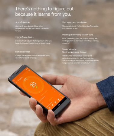 Умный термостат Google Nest Learning Thermostat (3rd Generation, Stainless Steel) T3007ES